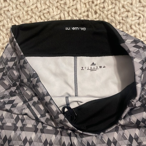 Adidas Supernova Gray Geo Patterned Sport Leggings - Picture 2 of 6